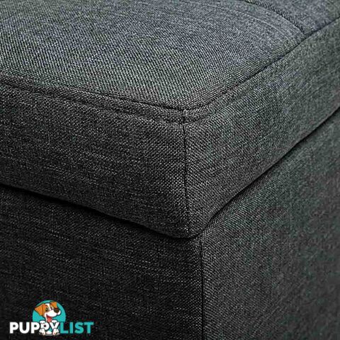 Ottoman Storage Blanket Box Foot Stool Toy Bed Faux Linen Large Black