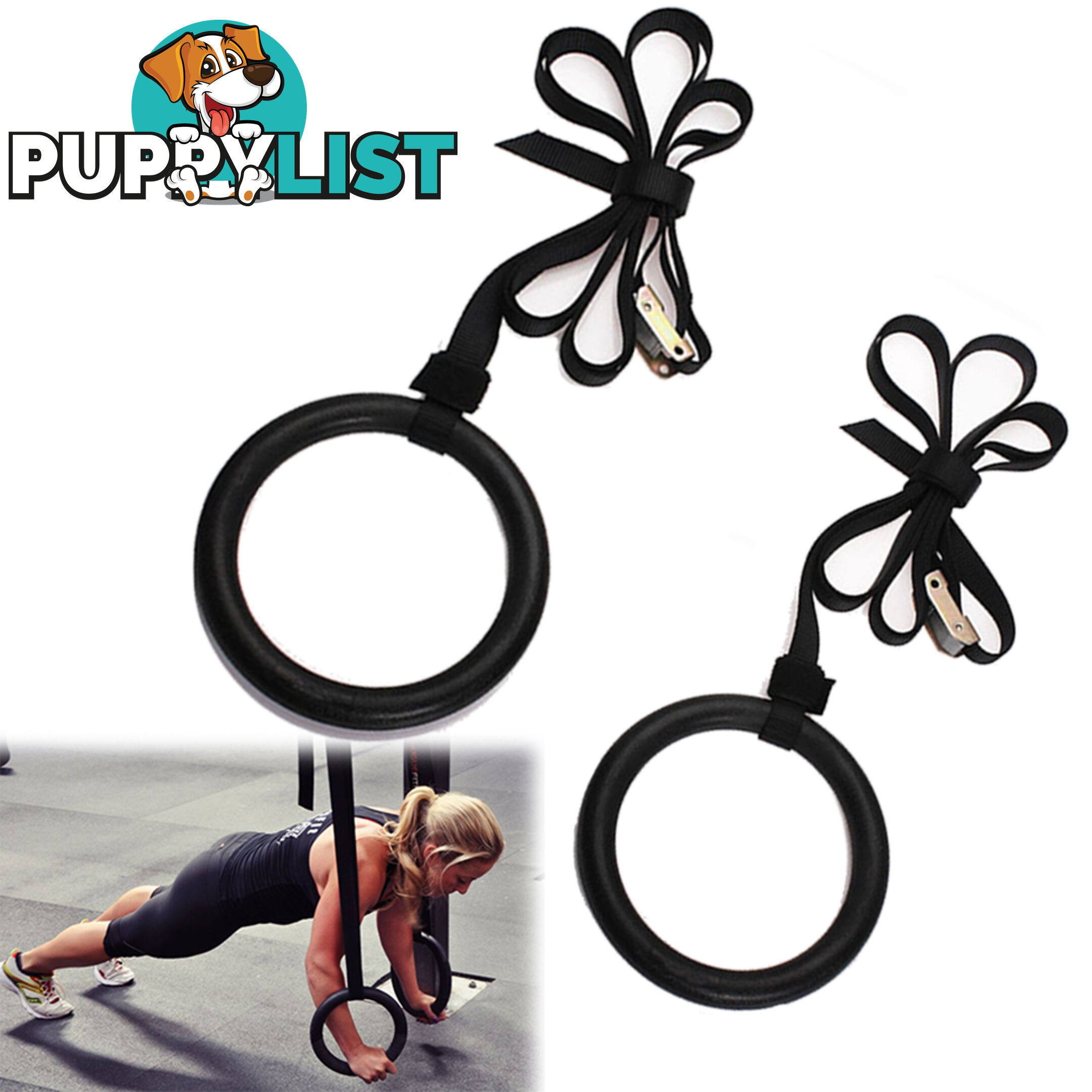 Gymnastic Gym Rings Hoop Crossfit Exercise Fitness Home Workout Dip Pair Bars