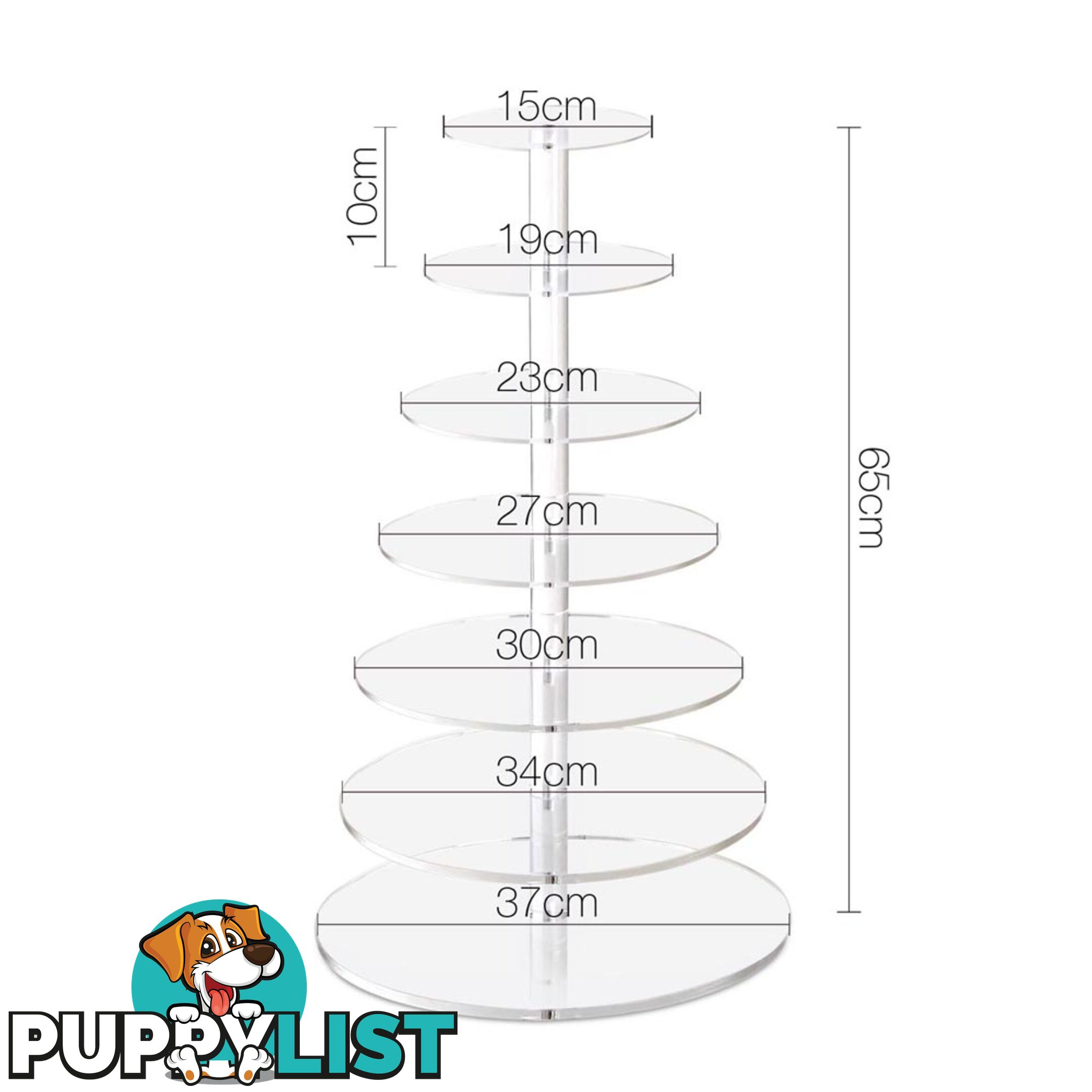 7 Tier Cake Stand Clear Acrylic Display Plate High Tea Wedding Birthday Party