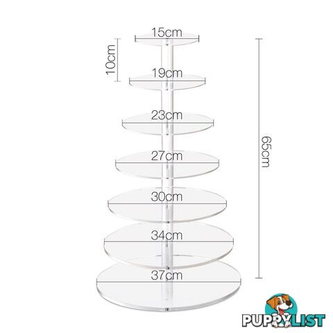 7 Tier Cake Stand Clear Acrylic Display Plate High Tea Wedding Birthday Party