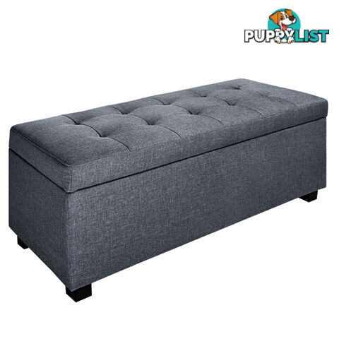 Ottoman Storage Blanket Box Foot Stool Toy Bed Faux Linen Large Grey