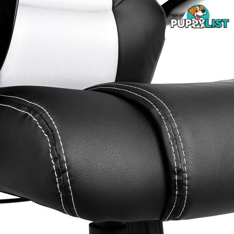 Executive Office Computer Chair PU Leather Racing Sport Gaming Seat Black White