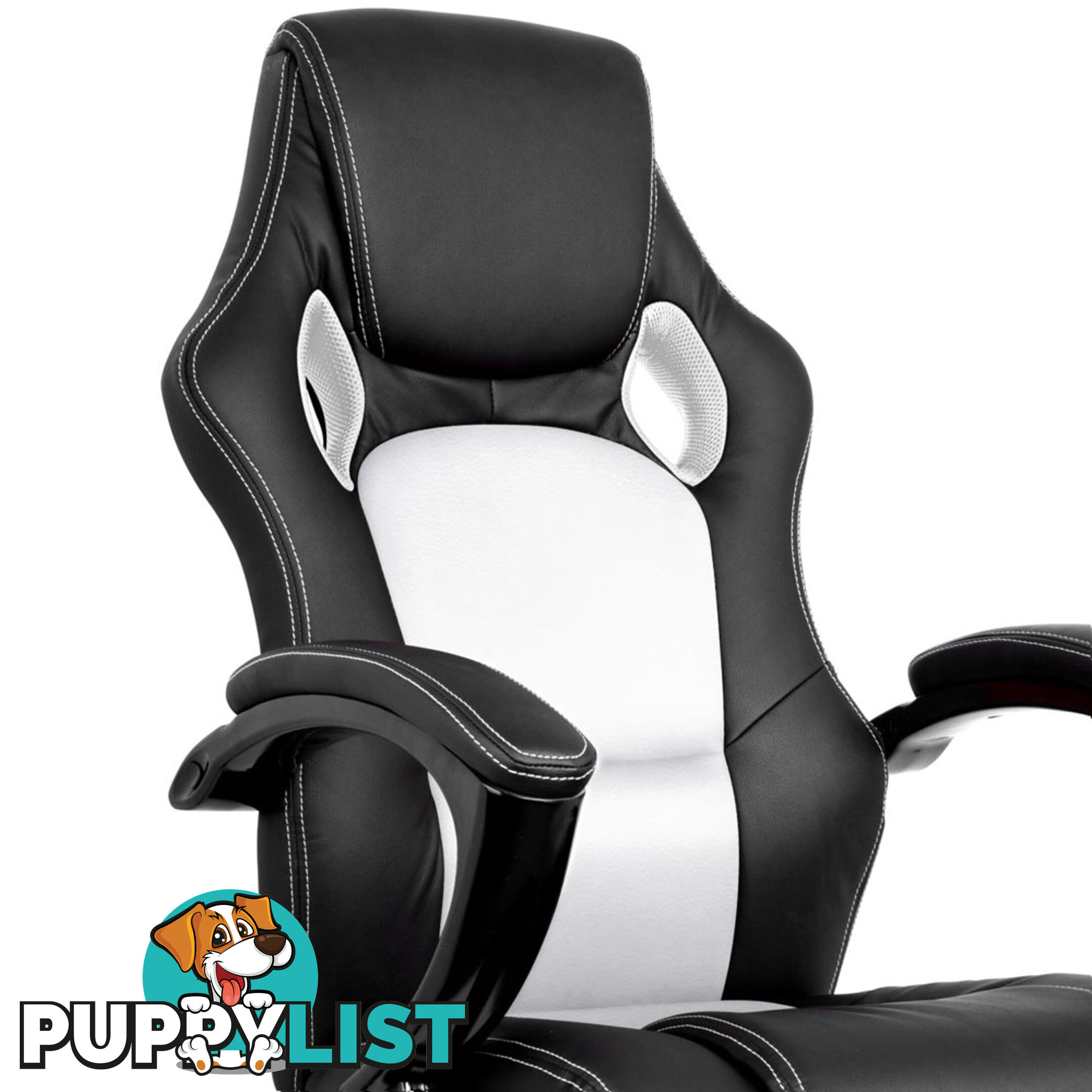 Executive Office Computer Chair PU Leather Racing Sport Gaming Seat Black White