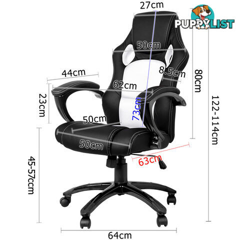 Executive Office Computer Chair PU Leather Racing Sport Gaming Seat Black White