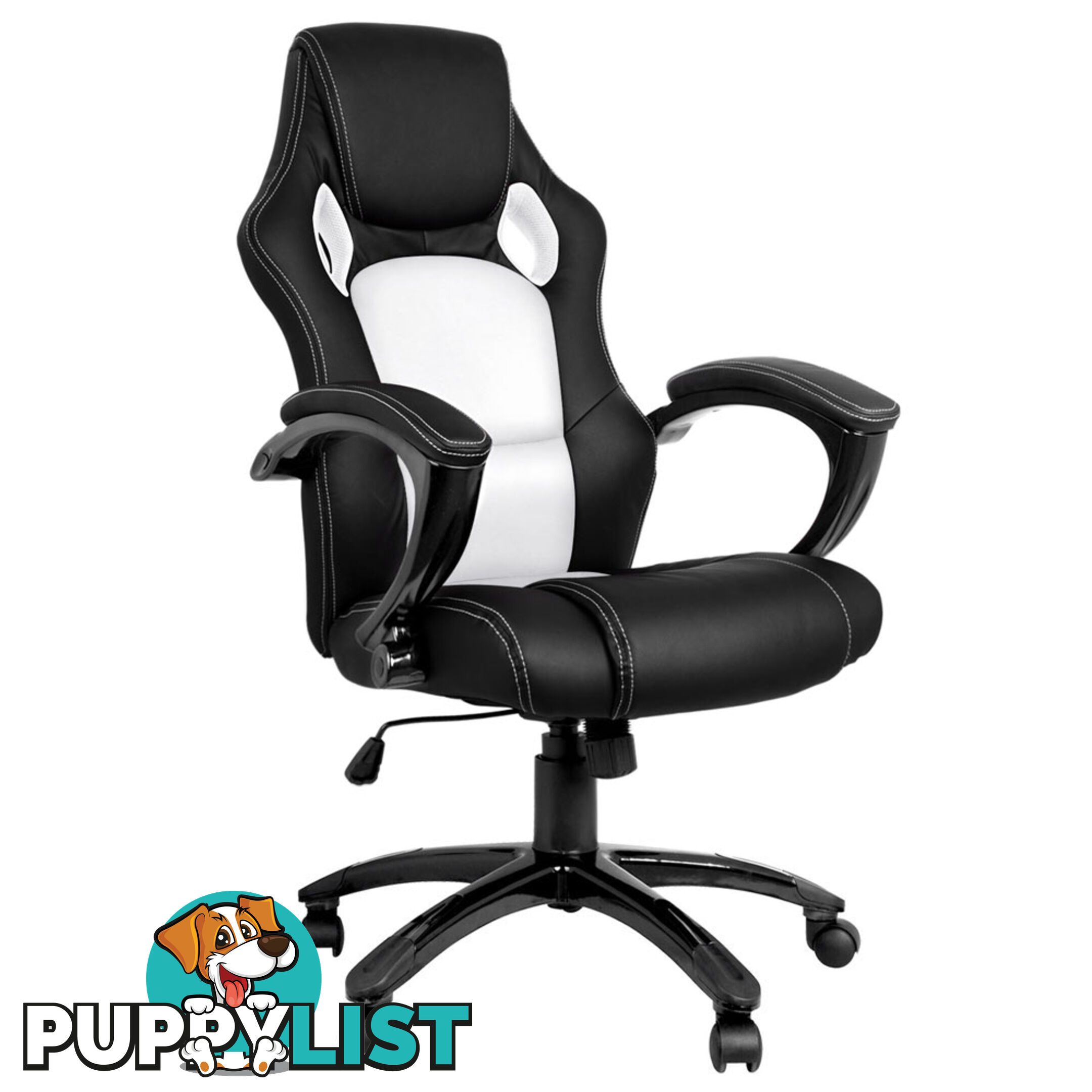 Executive Office Computer Chair PU Leather Racing Sport Gaming Seat Black White