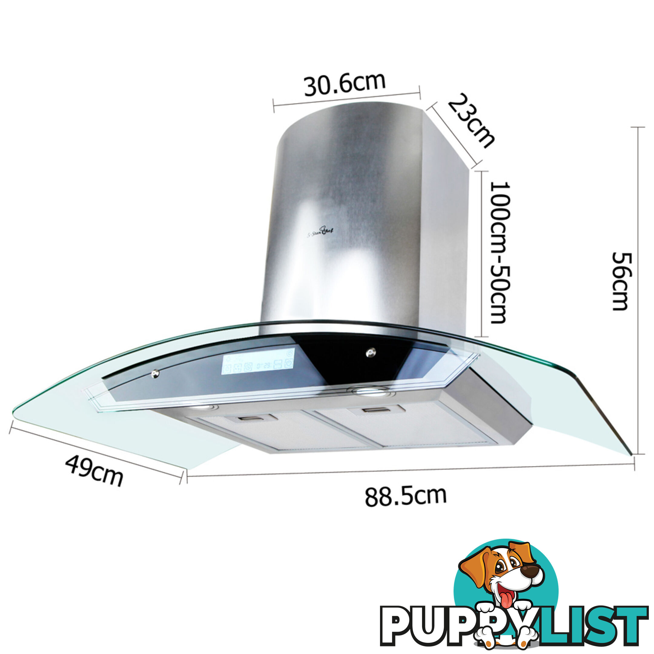 5 Star Chef 4 Fan Speed Rangehood 90cm