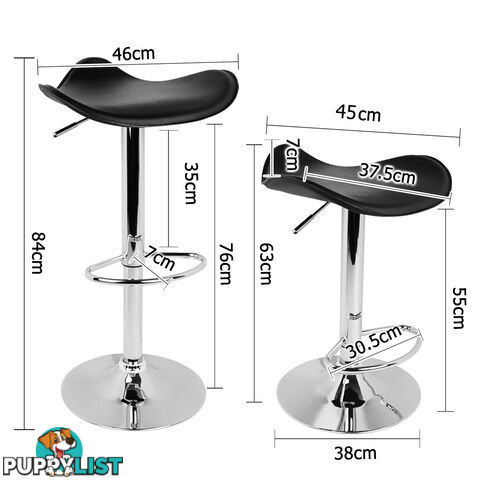 2 x Kitchen Bar Stool PVC Leather Modern Swivel Chair Barstools Gas Lift Black