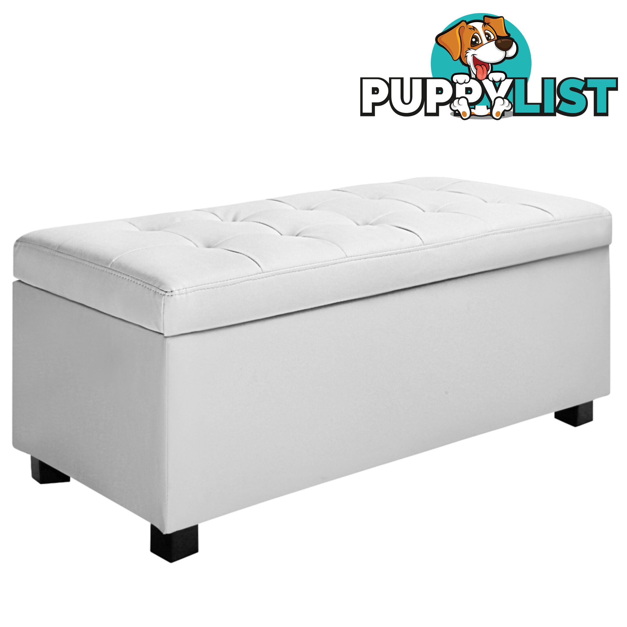 Ottoman Storage Blanket Box Foot Stool Toy Chest Bed PU Leather Large White