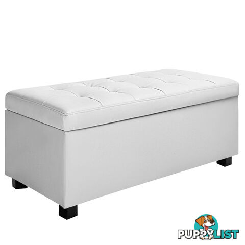 Ottoman Storage Blanket Box Foot Stool Toy Chest Bed PU Leather Large White