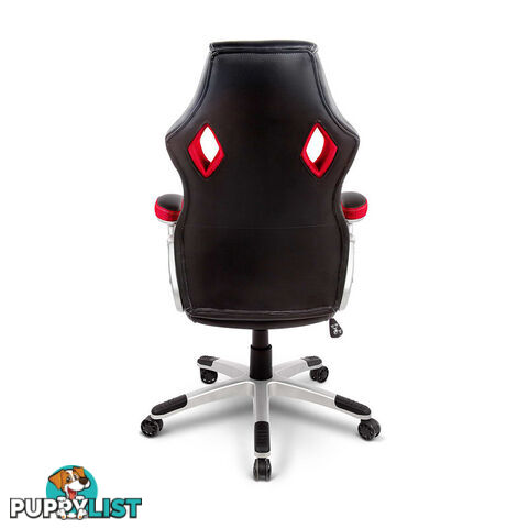 PU Leather & Mesh Racing Style Office Chair - Red