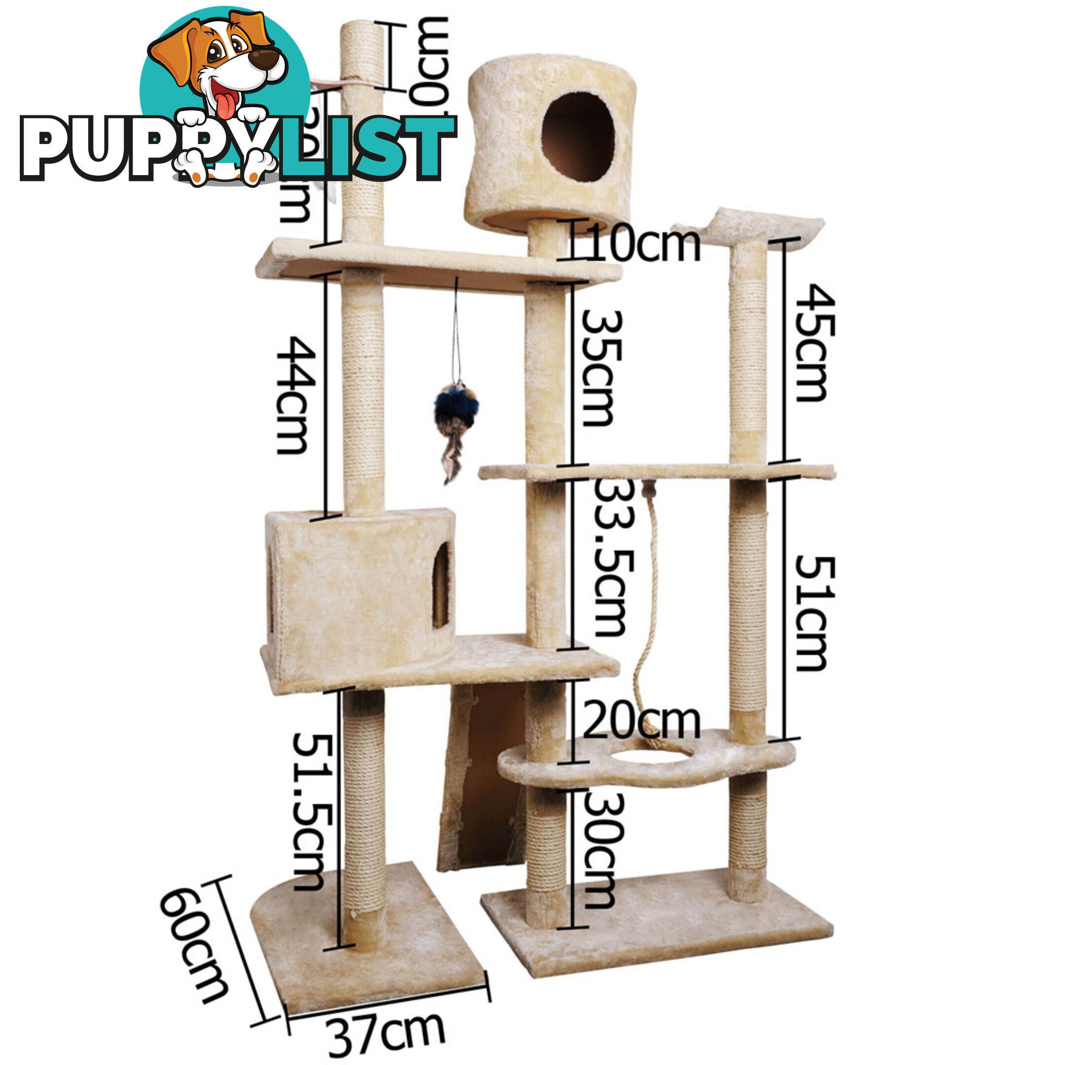 Cat Scratching Poles Post Furniture Tree 170cm Beige