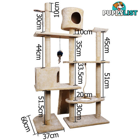 Cat Scratching Poles Post Furniture Tree 170cm Beige