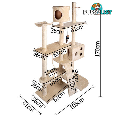 Cat Scratching Poles Post Furniture Tree 170cm Beige