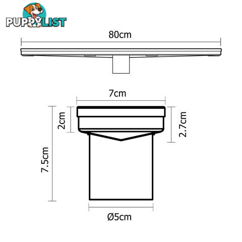 Heelguard Stainless Steel Shower Grate Waste Linear Bathroom Drain Floor 800mm