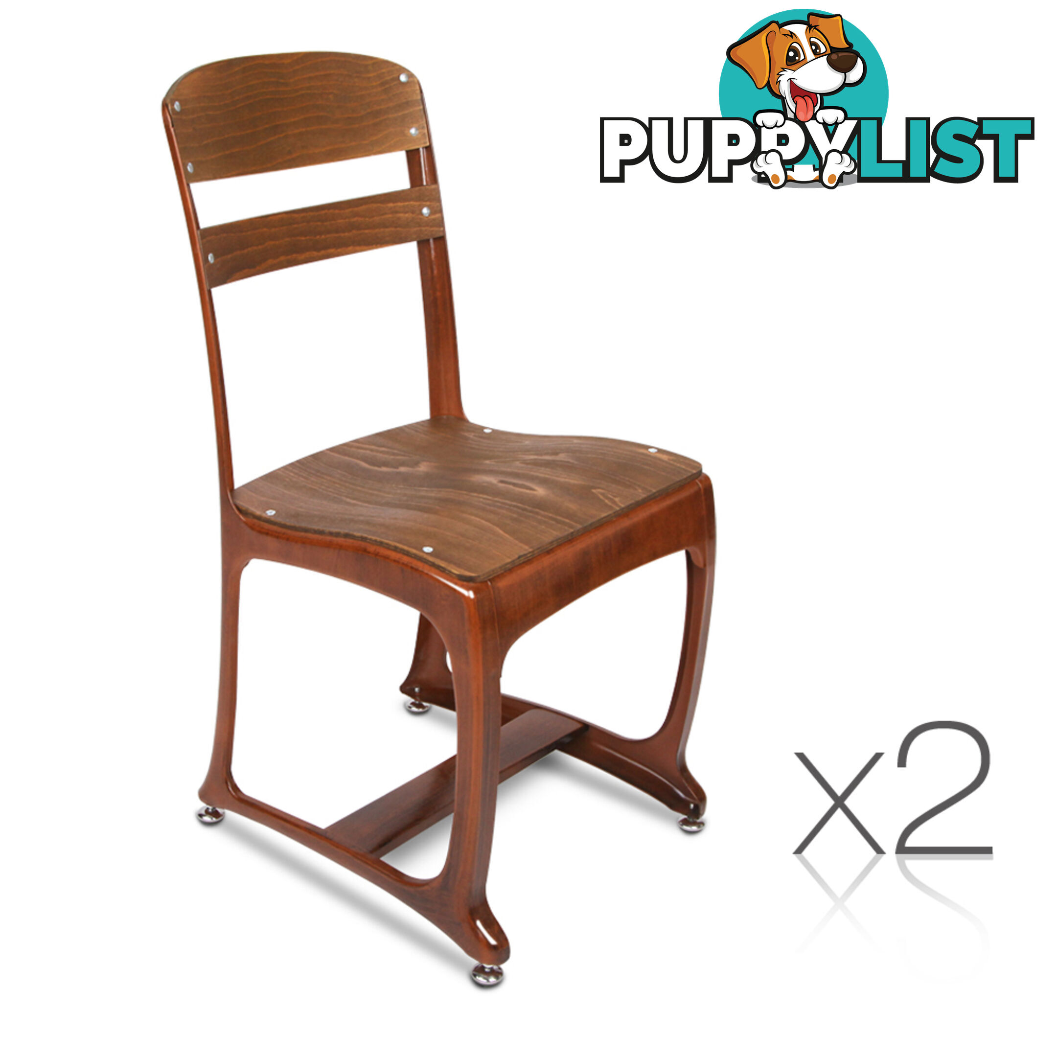 2 x Replica Eton Dining Chairs Vintage Warehouse Industrial Style Chair Copper