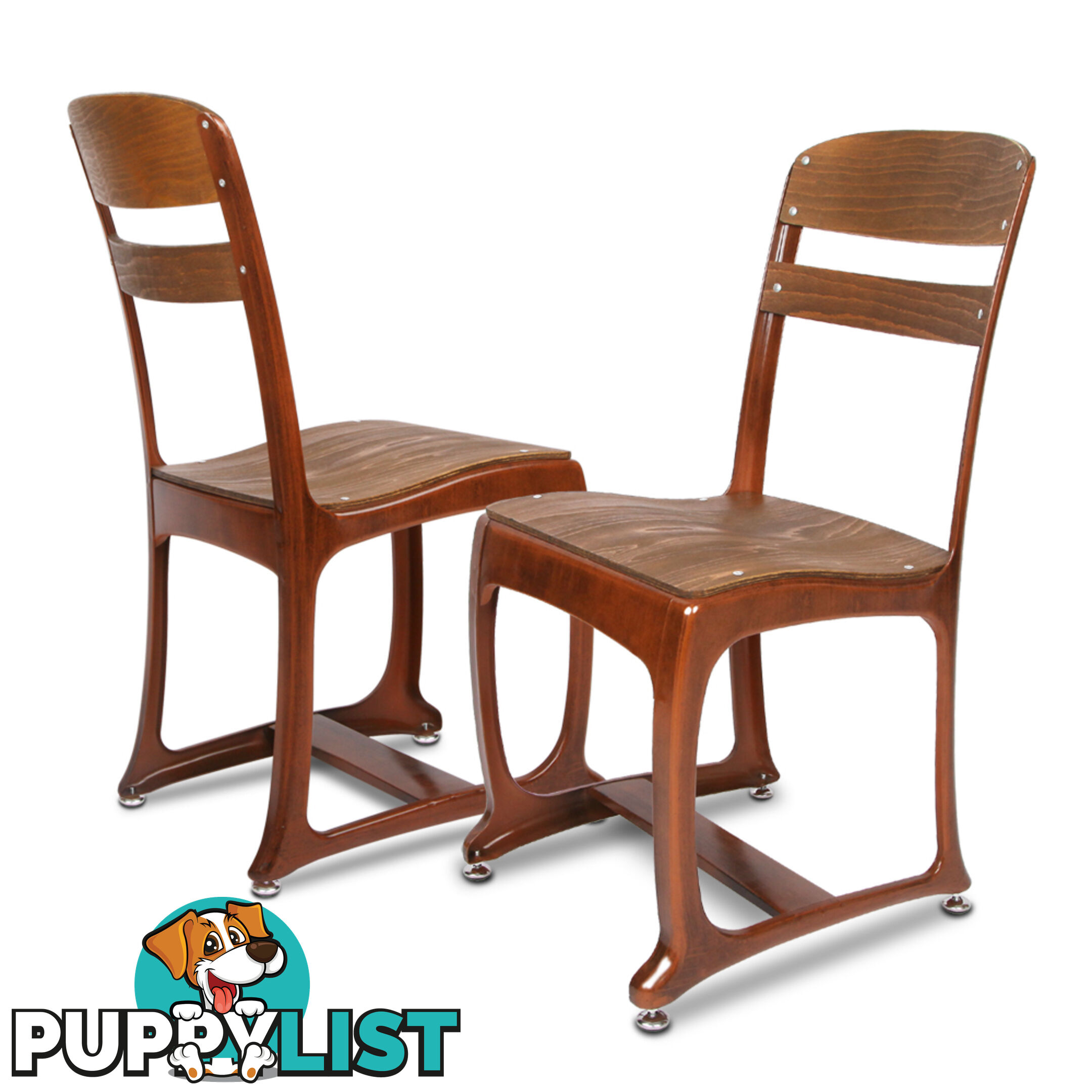 2 x Replica Eton Dining Chairs Vintage Warehouse Industrial Style Chair Copper