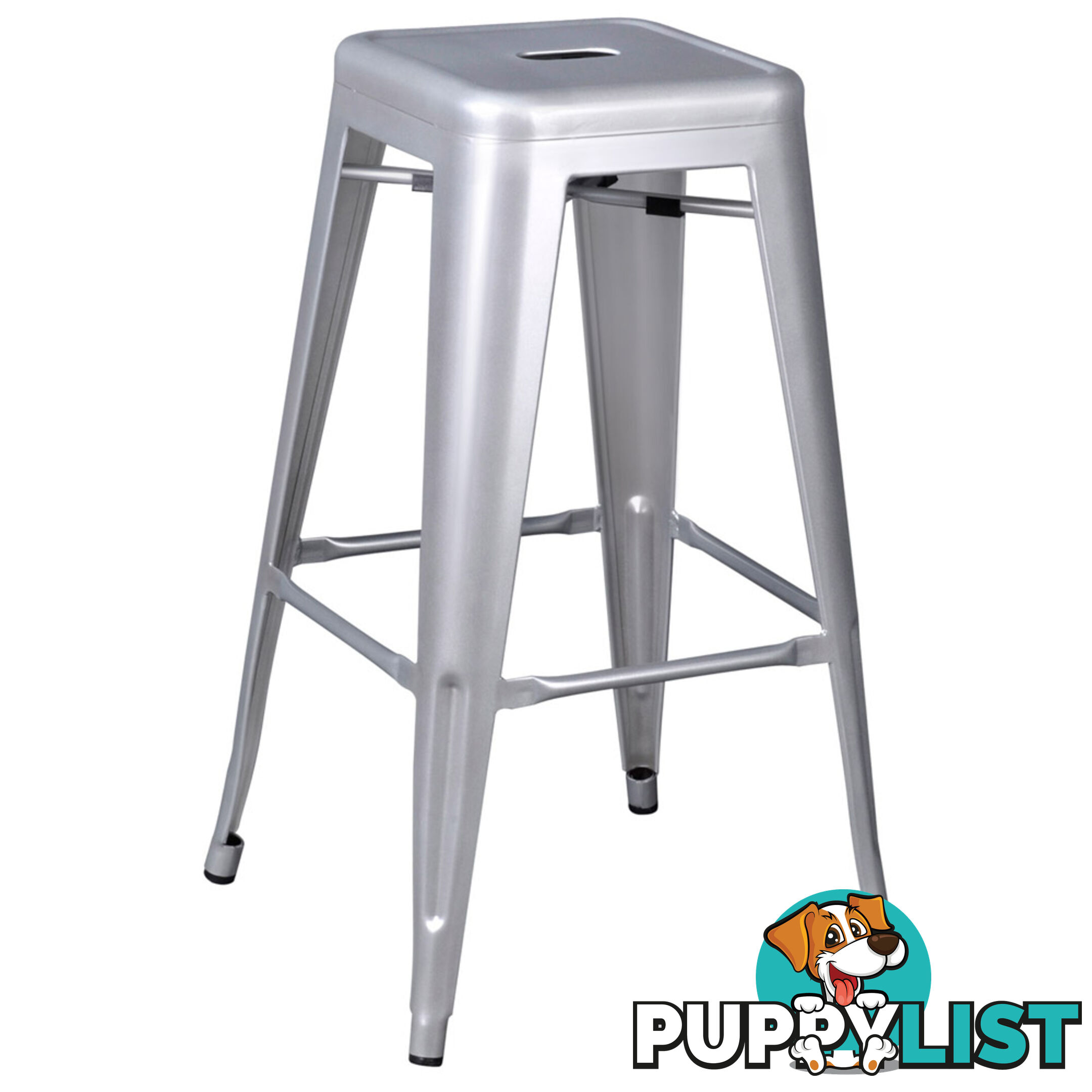 2 x Metal Steel Bar Stool Replica Xavier Cafe Home Kitchen Bar Chair 76cm Silver