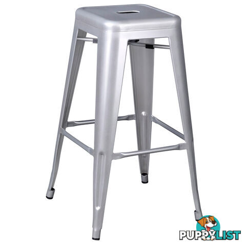 2 x Metal Steel Bar Stool Replica Xavier Cafe Home Kitchen Bar Chair 76cm Silver