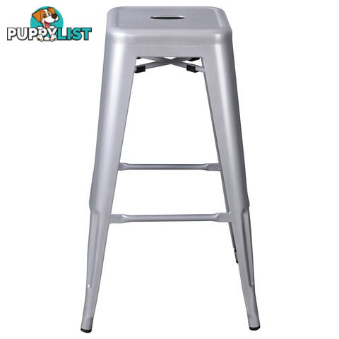 2 x Metal Steel Bar Stool Replica Xavier Cafe Home Kitchen Bar Chair 76cm Silver