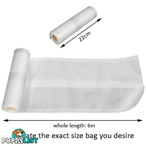 2 x Commercial Vacuum Food Sealer Bag Storage Reusable Heat Rolls 6m x 22cm