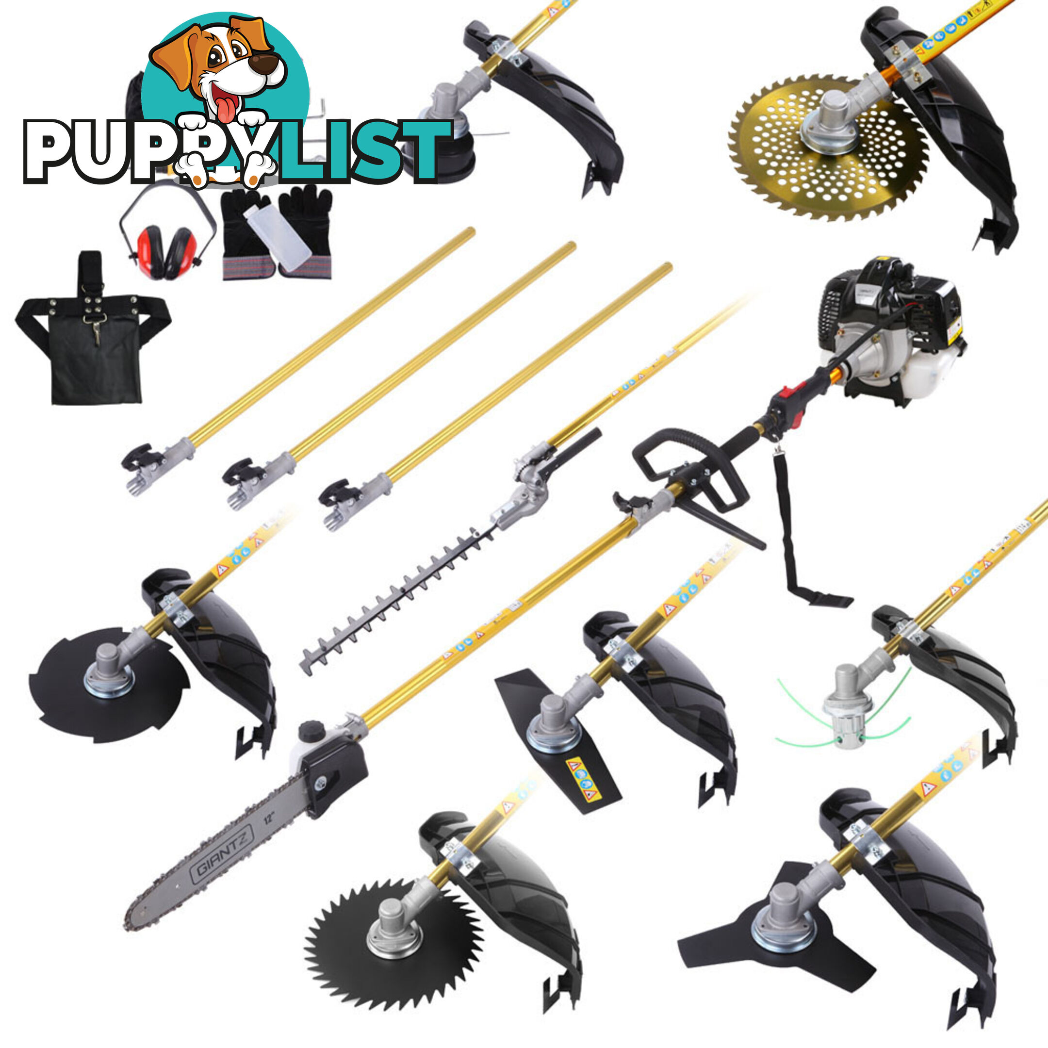 65cc 9 In 1 Petrol Pole Chainsaw Hedge Trimmer Whipper Snipper Pruner