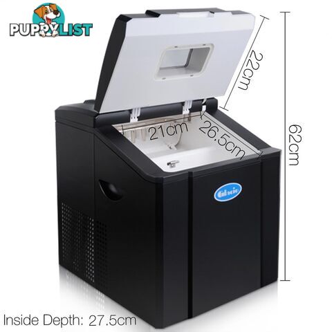 3.2L Ice Cube Maker Machine 20kg Home Commercial Portable Auto Ice Making Black