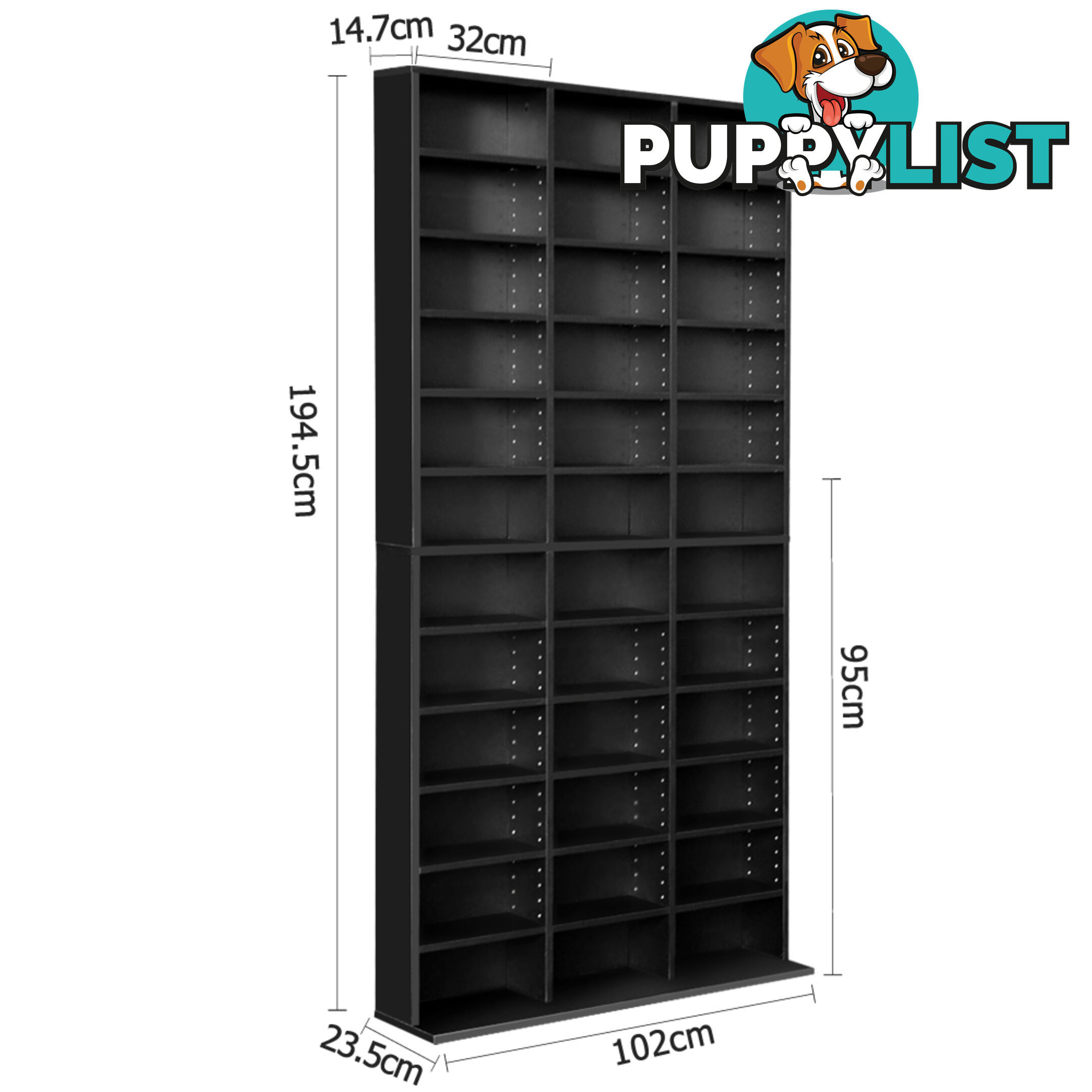 CD DVD Storage Shelf Rack Stand Cupboard Book Unit 528 DVD / 1116 CD Black