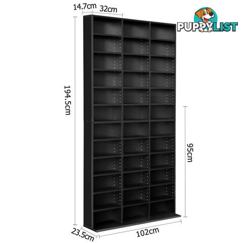 CD DVD Storage Shelf Rack Stand Cupboard Book Unit 528 DVD / 1116 CD Black