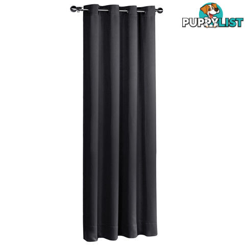 Luxury Blockout Eyelet Curtain 3 Layers Pure Fabric Room Darkening Black 240cm