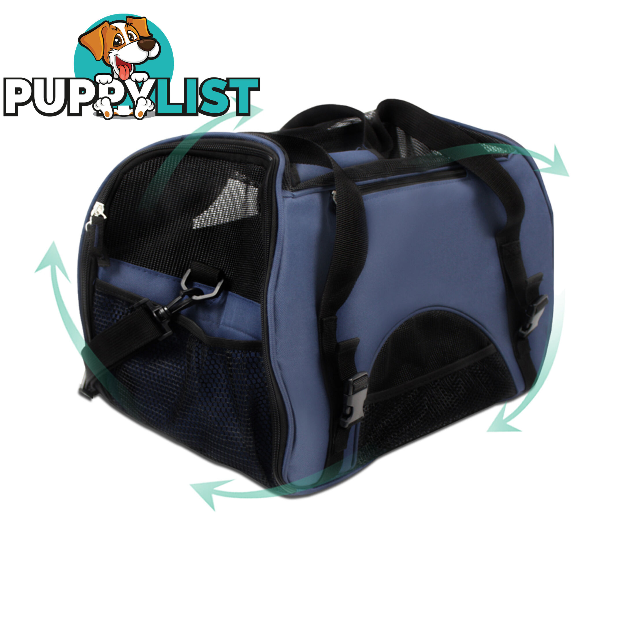 Portable Pet Carrier with Safety Leash - Blue