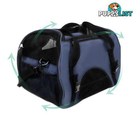 Portable Pet Carrier with Safety Leash - Blue