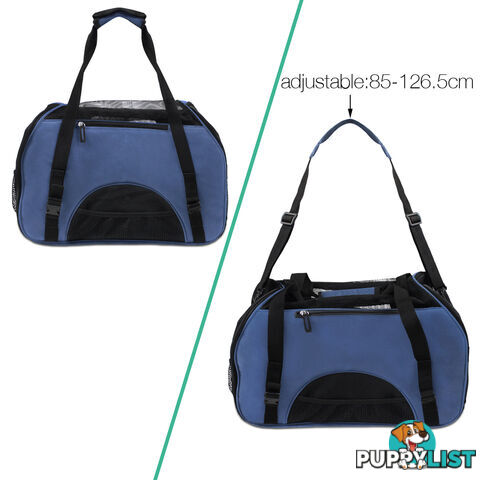 Portable Pet Carrier with Safety Leash - Blue