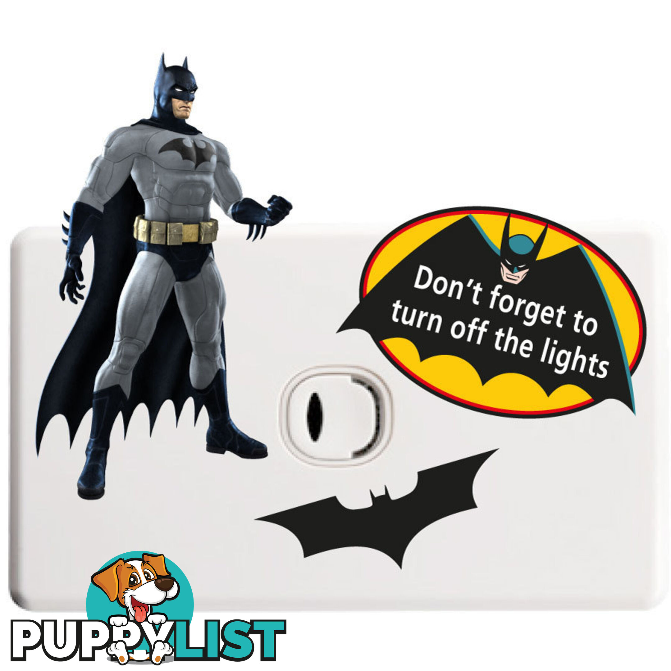 Batman Light Switch Sticker - Totally Movable and Reusable