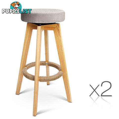 Set of 2 Swivel Seat Bar Stools - Taupe