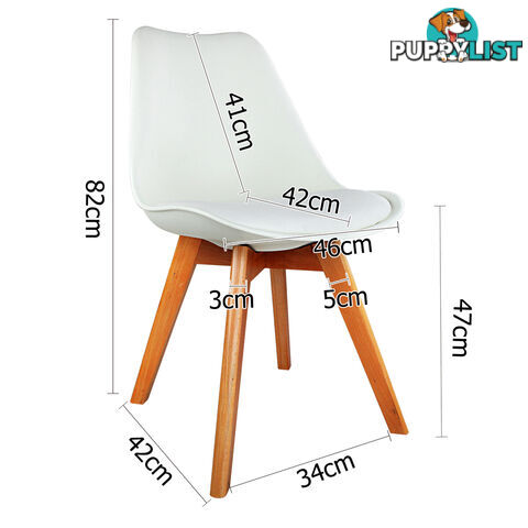 Set of 4 Dining Chair PU White