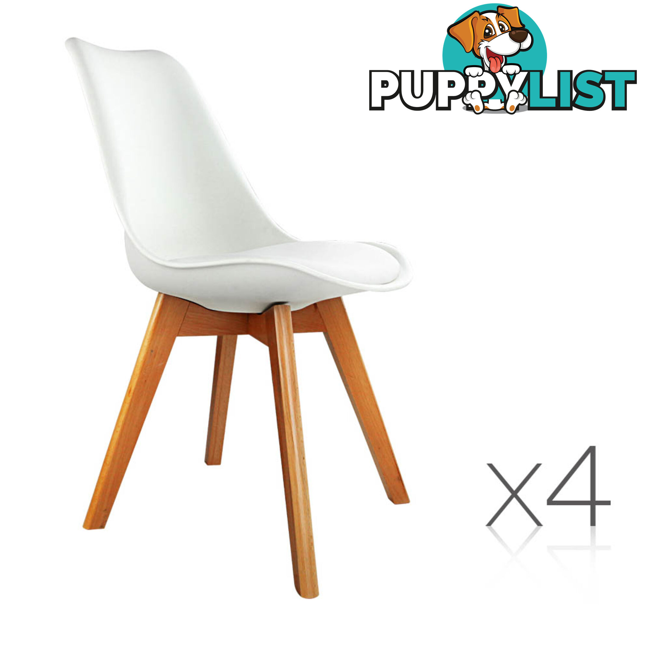 Set of 4 Dining Chair PU White