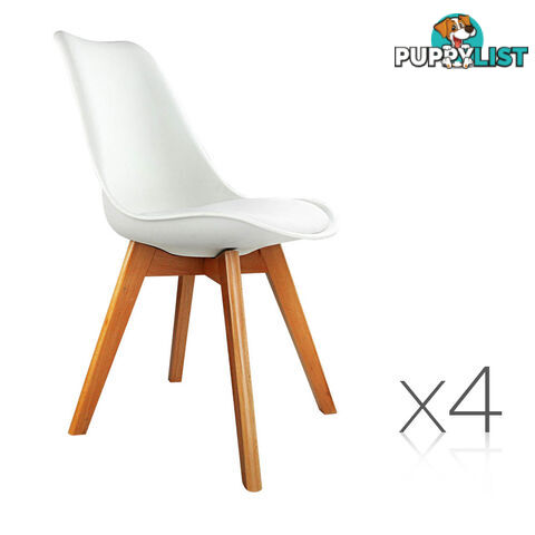 Set of 4 Dining Chair PU White