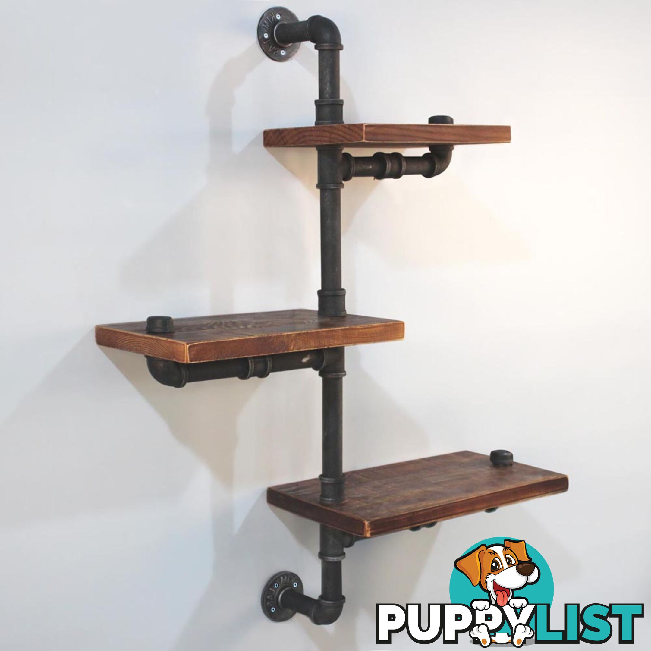 3 Level Rustic Industrial DIY Pipe Shelf Storage Vintage Wooden Floating Bookshelf Wall