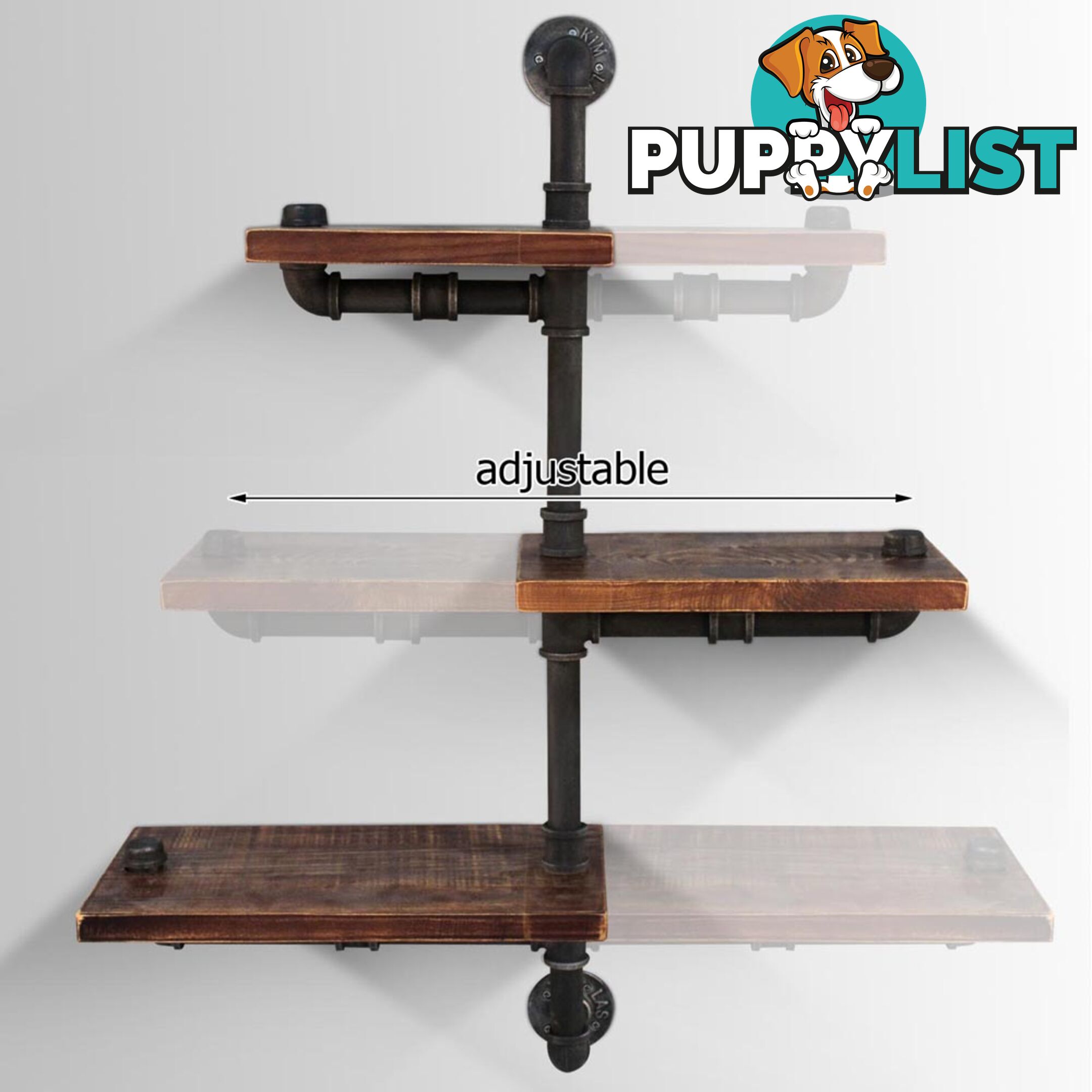 3 Level Rustic Industrial DIY Pipe Shelf Storage Vintage Wooden Floating Bookshelf Wall