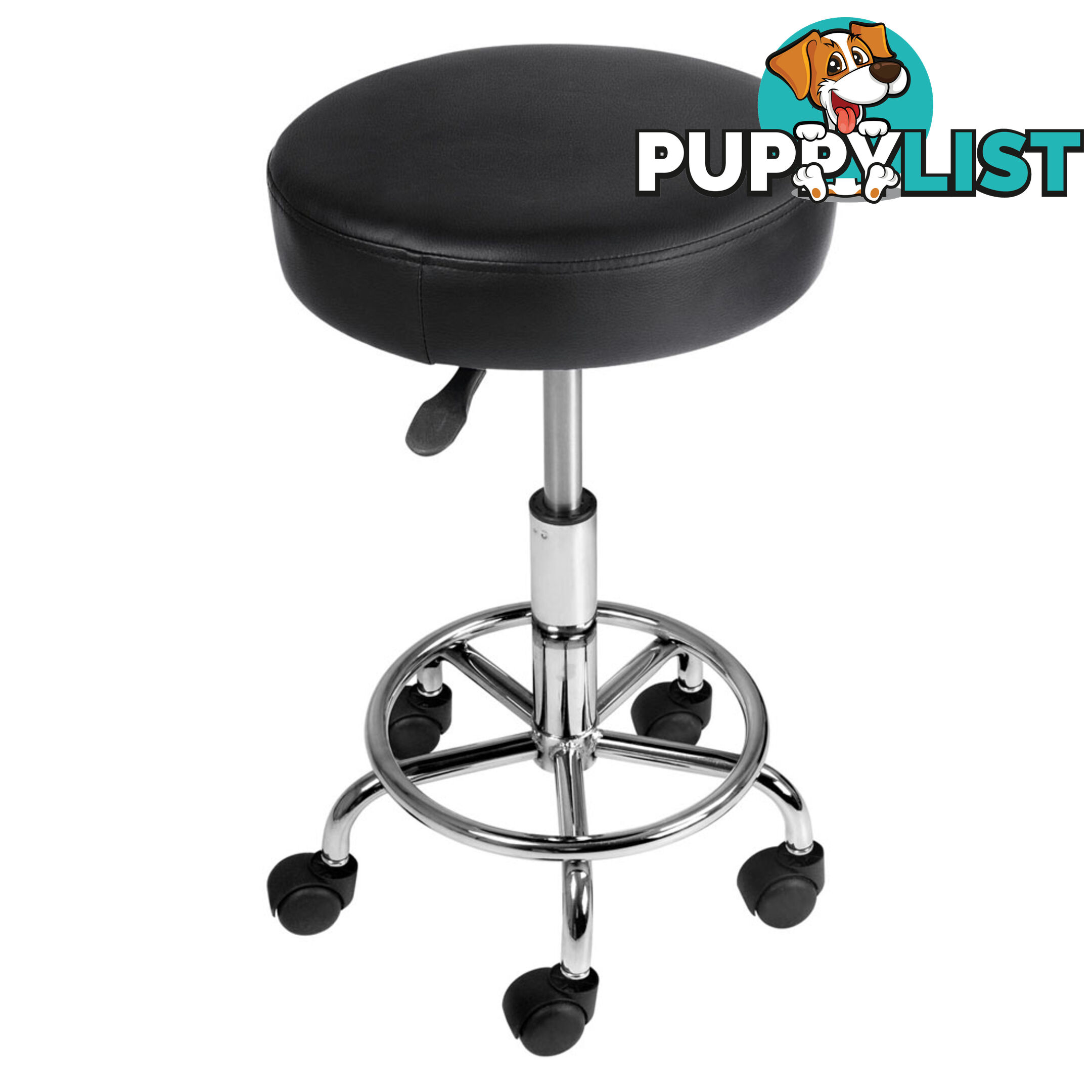 Round PU Swivel Salon Stool Black