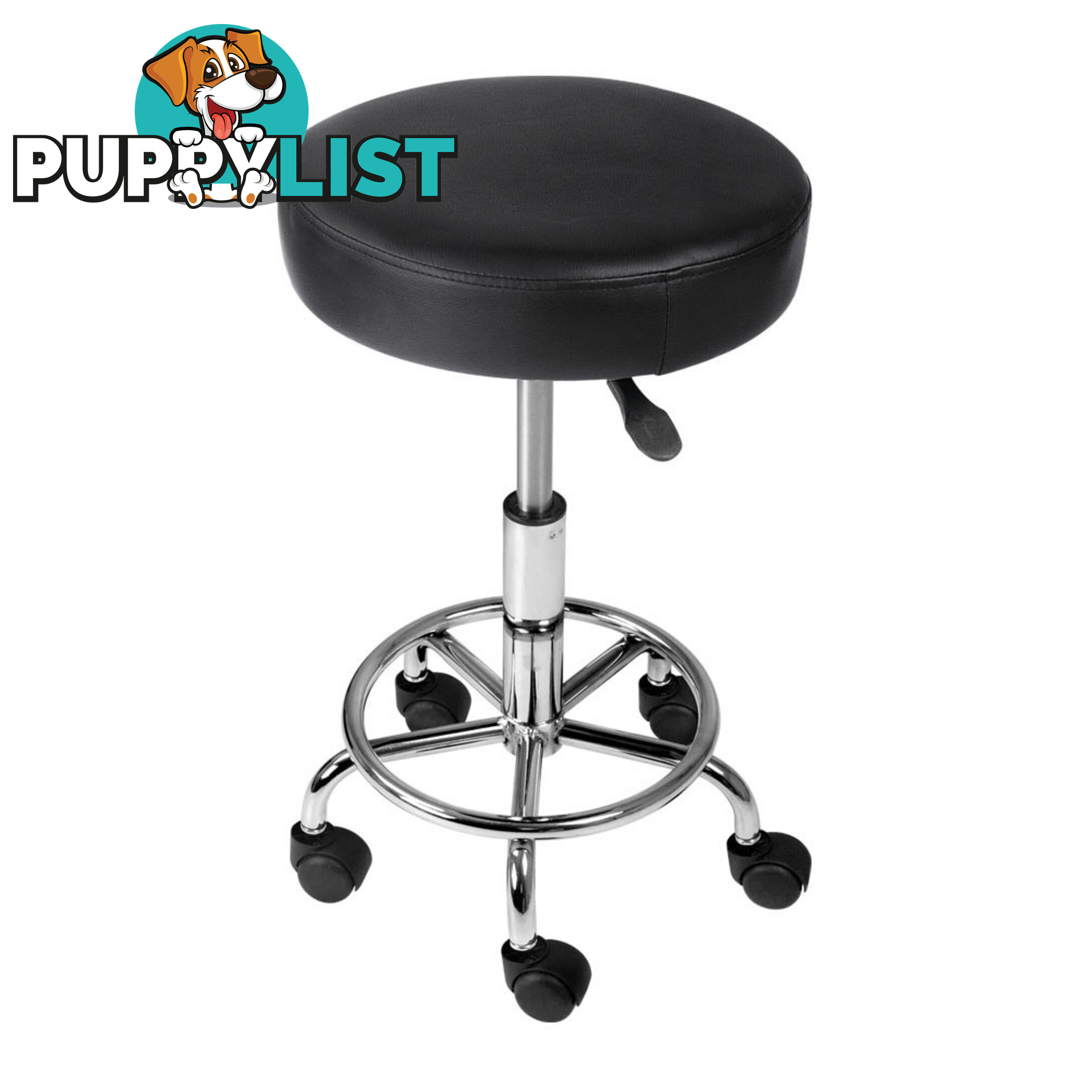 Round PU Swivel Salon Stool Black