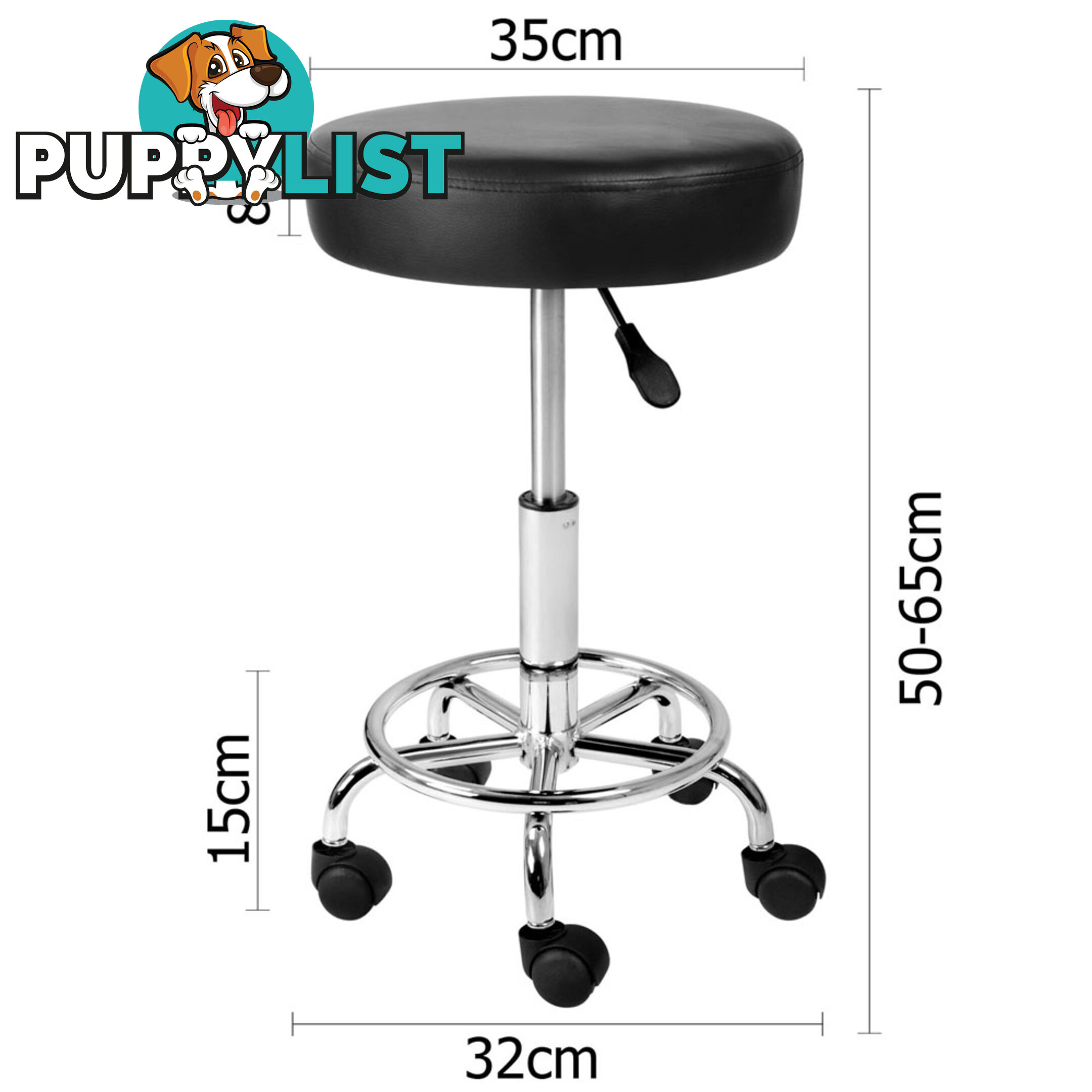 Round PU Swivel Salon Stool Black