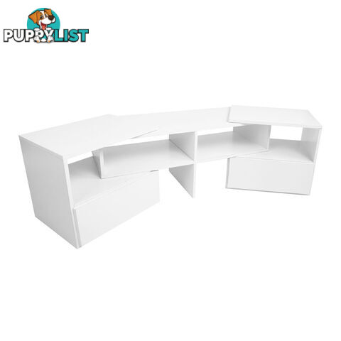 White TV Stand Entertainment Unit Adjustable Cabinet