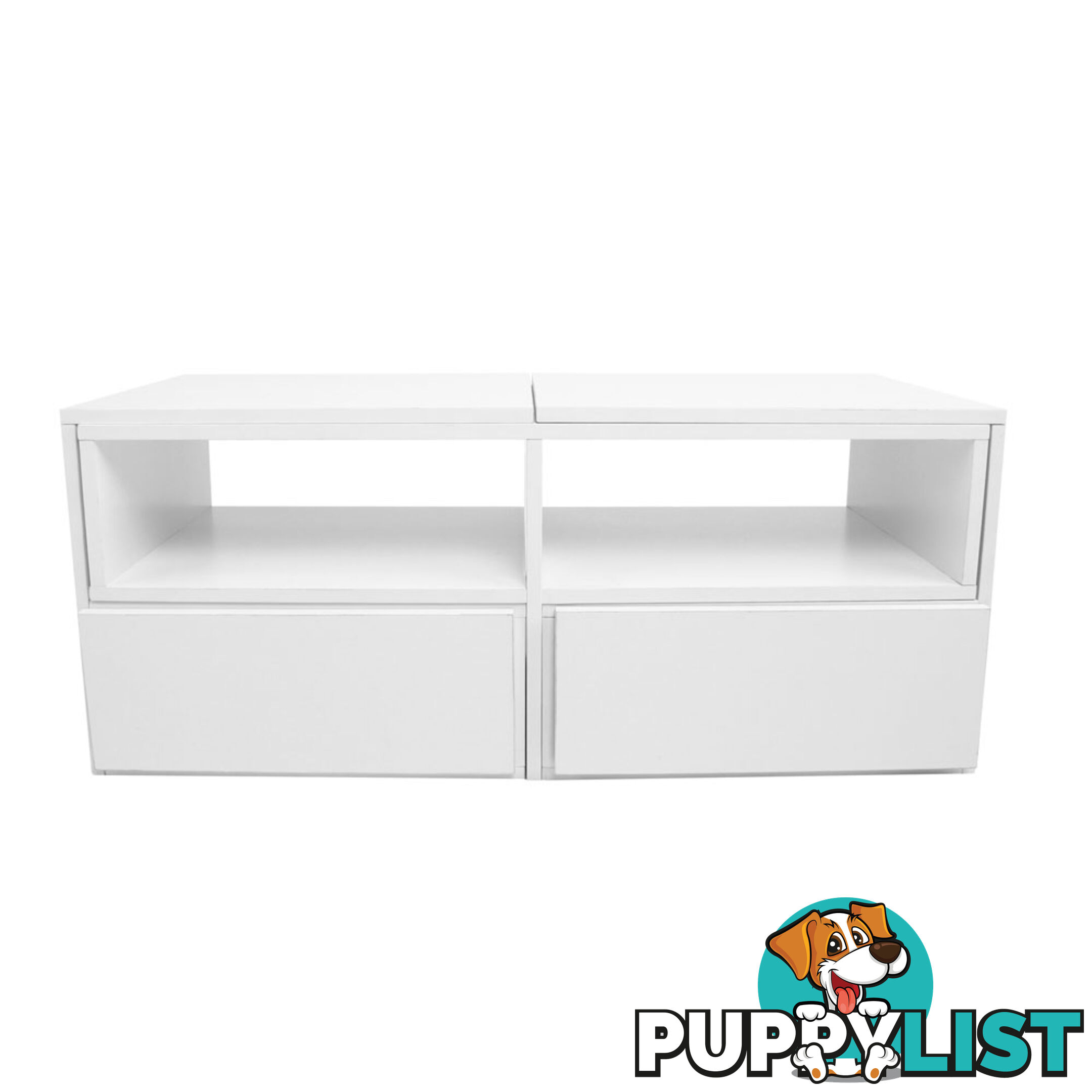 White TV Stand Entertainment Unit Adjustable Cabinet