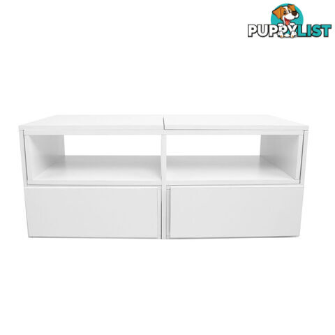 White TV Stand Entertainment Unit Adjustable Cabinet