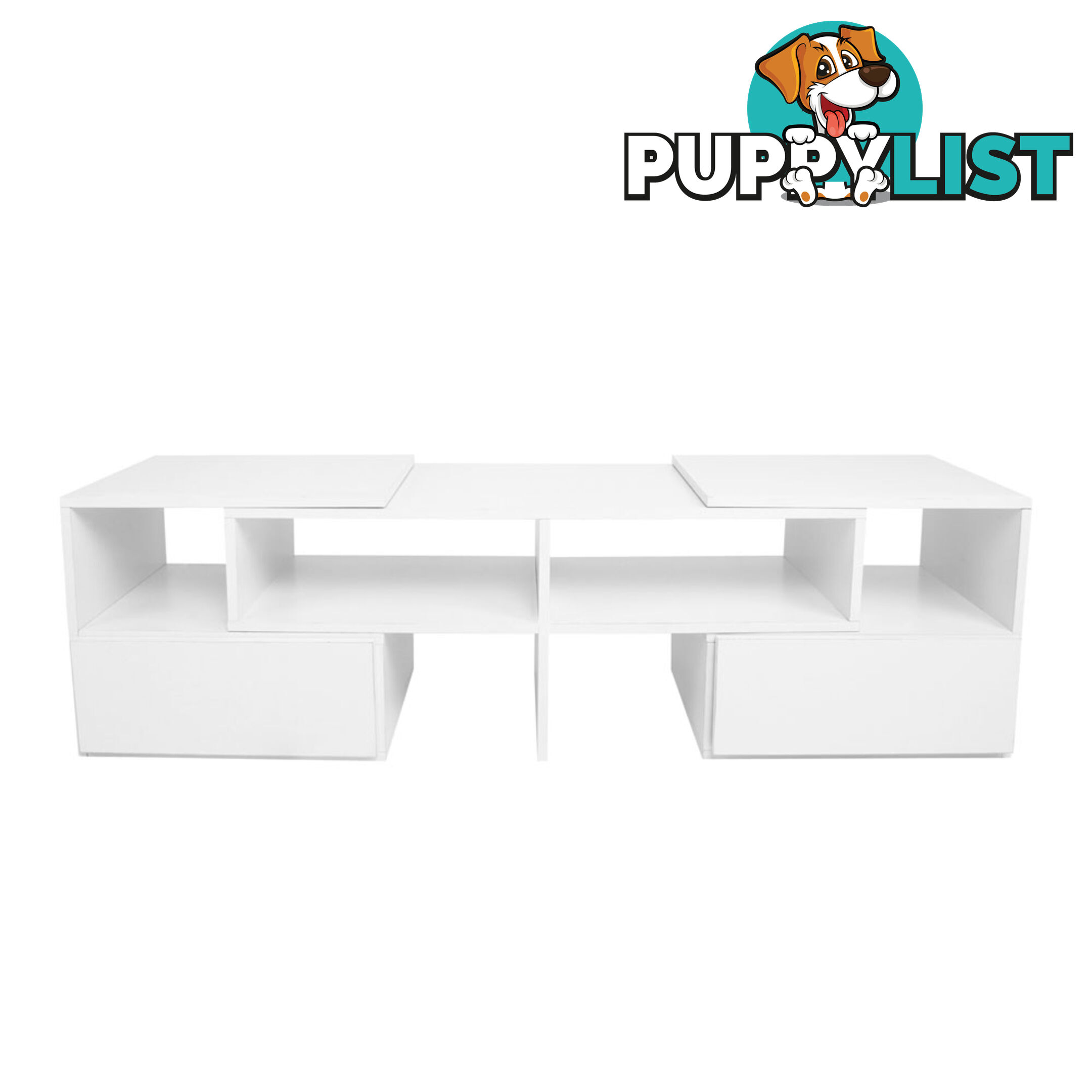 White TV Stand Entertainment Unit Adjustable Cabinet