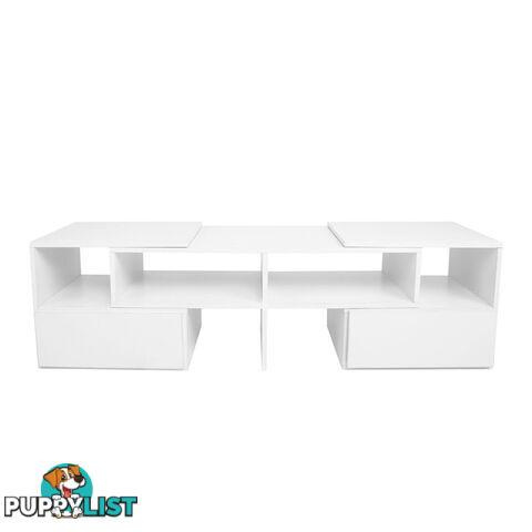 White TV Stand Entertainment Unit Adjustable Cabinet