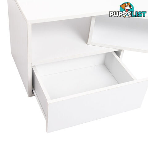 White TV Stand Entertainment Unit Adjustable Cabinet