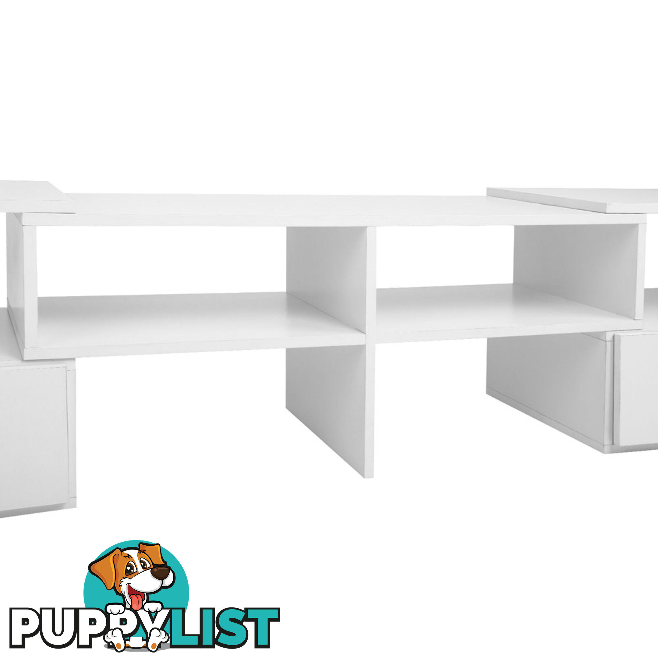 White TV Stand Entertainment Unit Adjustable Cabinet