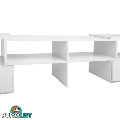 White TV Stand Entertainment Unit Adjustable Cabinet